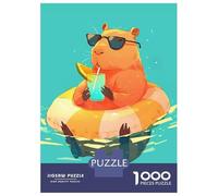 Puzzle pour Adultes 1000 Pièces Capybara Chilling in The Pool Puzzle Adulte Jeu Manuel Découpe De Précision Idéal comme Cadeau 52x38cm/1000pcs