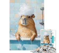 Puzzle pour Adultes 1000 pièces Capybara L'heure du Bain Jeu éducatif et Stimulant Cadeau d'anniversaire (Dimensions 38x26cm)