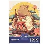 Puzzle pour Adultes 1000 Pièces Capybara Samurai with Katana and Kimono Puzzle pour Adultes Jeux De Détente Analyse Et Logique Cadeaux d'anniversaire Et Cadeaux Uniques 52x38cm/1000pcs
