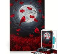 Puzzle pour Adultes 1000 pièces Cardinal Love Under The Moon,Puzzle Artistique aux Bords précis,Jeu créatif pour Passer Un Moment agréable,décoration de Noël (50x75cm)