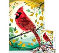 Puzzle pour Adultes 1000 pièces Cardinal stylisé dans Une forêt colorée Jeu éducatif pour développer Son Cerveau et sa dextérité Dimensions 50x75cm