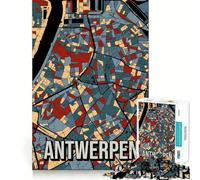 Puzzle pour Adultes 1000 pièces Carte de la Ville d'Anvers Art Découpe précise Jeu de réflexion Détente Cadeau Artistique de Noël (38x26cm)