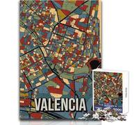 Puzzle pour Adultes 1000 pièces - Carte de la Ville de Valence, Espagne - Jeu éducatif et Artistique pour Toute la Famille - Cadeau Anti-Stress idéal pour Un Anniversaire - Dimensions:50x75cm