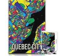 Puzzle pour Adultes - 1000 pièces - Carte de Québec, Canada - Jeu de Voyage coloré et Artistique - Cadeau - Dimensions 50x75cm