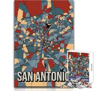 Puzzle pour Adultes 1000 pièces Carte de San Antonio aux Tons naturels Jeu éducatif Familial Décoration Parfaite Cadeau Dimensions 38x26cm