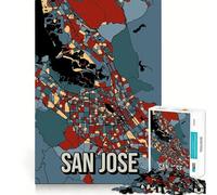 Puzzle pour Adultes 1000 pièces Carte rétro de San José,découpe Premium,Jeu de réflexion,Divertissement,décoration Murale de Noël (38x52cm)