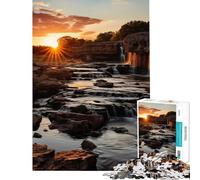 Puzzle pour Adultes 1000 pièces Cascade au Coucher du Soleil Puzzle Nature 1000 pièces Jeu éducatif de découpe de précision Jeu Amusant et Stimulant pour Toute la Famille (50x75cm)