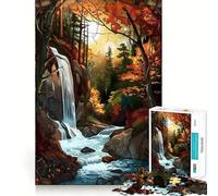 Puzzle pour Adultes 1000 pièces Cascade d'automne Sérénité Découpe précise Art Détente et Stimulation intellectuelle Jeu Relaxant Cadeau Artistique de Noël (50x75cm)