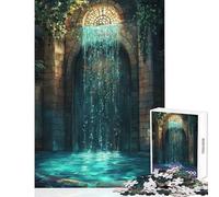 Puzzle pour Adultes 1000 pièces Cascade sous Arche de Pierre Jeu Pratique d'assemblage de Motifs Jouet Anti-Stress Réduction du Stress intéressante (50x75cm)