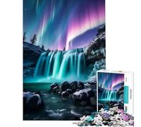 Puzzle pour Adultes 1000 pièces Cascades d'aurore boréale Jeu de réflexion addictif pour cultiver la Patience Idée Cadeau Décoration Parfaite (Dimensions 38x52cm)