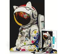 Puzzle pour Adultes 1000 pièces Casque d'astronaute Chat Ajustement Parfait Art Logique Jeu d'adresse Jeu Lent et apaisant Cadeau de Noël Calme (38x52cm)