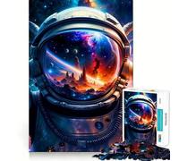Puzzle pour Adultes 1000 pièces Casque d'astronaute Espace Nettoyage Facile Décoration Jeu de Stimulation mentale Temps de Jeu Confortable Cadeau d'anniversaire Artistique (38x26cm)