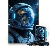 Puzzle pour Adultes 1000 pièces Casque d'astronaute reflétant la Terre Découpe précise Jeu d'adresse et de réflexion Détente Cadeau Artistique de Noël (50x75cm)