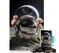 Puzzle pour Adultes 1000 pièces Casque d'astronaute sur la Lune Décoration Facile à Installer Jeu Stimulant l'esprit Temps de Jeu Confortable Cadeau d'anniversaire Artistique (50x75cm)