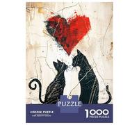 Puzzle pour Adultes 1000 Pièces Cat Love Graffiti Puzzle Jeux Relaxants Défi Difficile Cadeaux Uniques pour Anniversaire Et Noël 70x50cm/1000pcs