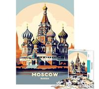 Puzzle pour Adultes 1000 pièces Cathédrale Saint-Basile Moscou Russie Puzzle 1000 pièces Décoration Murale pour Femmes (38x52cm)