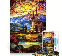 Puzzle pour Adultes 1000 pièces Cathédrale Vitrée Vue Bordure Fine Loisirs Créatif Jeu de Concentration Amusant Jeu Détente Cadeau d'anniversaire Original (38x52cm)