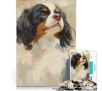 Puzzle pour Adultes 1000 pièces Cavalier King Charles Span, Jouet Anti-Stress, découpe de précision, Collection d'artistes, Beaux-Arts 50x75cm