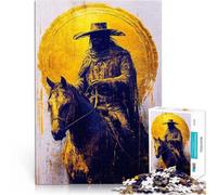 Puzzle pour Adultes 1000 pièces Cavalier Solitaire en Or pour Le Jeu éducatif Challenge Toy Décoration d'intérieur 52x38cm