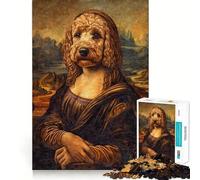 Puzzle pour Adultes 1000 pièces Cavoodle Cavapoo Mona Lisa Bordure Fine Jeu de Concentration Amusant Jeu de détente Cadeau d'anniversaire Amusant (50x75cm)