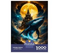 Puzzle Pour Adultes 1000 Pièces Celestial Whale & Moonlit Fantasy Citadel - Surreal Cosmic Ocean Artwork Puzzle Adulte Casse-tête Jeu De Détente Vacances À La Maison Passer Le Temps Interaction Parent