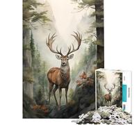 Puzzle pour Adultes 1000 pièces Cerf Aquarelle pour Jeu éducatif Jouet intellectuel Cadeau de Père Noël Secret Anti-Stress (Dimensions 75x50cm)