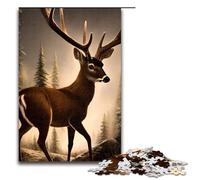 Puzzle pour Adultes 1000 pièces Cerf dans la forêt Chaque pièce est Unique Un Jeu Amusant et Stimulant pour Toute la Famille 75x50cm