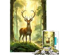 Puzzle pour Adultes 1000 pièces Cerf dans Une forêt ensoleillée Jeu de réflexion et de Stimulation intellectuelle pour améliorer la mémoire (Dimensions 38x26cm)