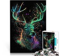 Puzzle pour Adultes 1000 pièces Cerf Néon Difficile à réaliser mais Amusant et Humoristique Excellent Cadeau pour Les Jeux 75x50cm