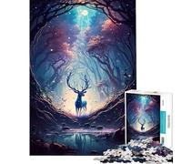 Puzzle pour Adultes 1000 pièces Cerfs et êtres mystiques Jeu Difficile et Stimulant d'analyse et de logique Décoration Murale Convient aux 14 Ans et Plus 38x26cm