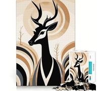 Puzzle pour Adultes 1000 pièces Cerfs Noirs dans Un Paysage Abstrait Jeu d'articulation précis,Jeu de réflexion Amusant,Moment de détente et de Divertissement,Art de Loisirs de Noël (38x52cm)