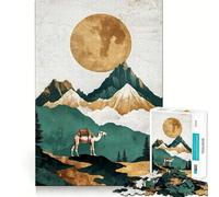 Puzzle pour Adultes 1000 pièces Chameau dans Un Paysage de Montagne Assemblage Lisse Jeu de Concentration Amusant Jeu Occasionnel Cadeau d'anniversaire Amusant (38x52cm)