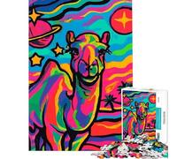 Puzzle pour Adultes 1000 pièces Chameau psychédélique dans l'espace Activités Amusantes à la Maison Cadeau d'anniversaire Jeux relaxants pour Les 14 Ans et Plus Jeu de Puzzle Offert (50x75cm)