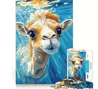 Puzzle pour Adultes 1000 pièces Chameau sous l'eau avec Bulles Illustration Bords précis Art Jeu de compétence créative Jeu de détente Décoration de Noël (50x75cm)