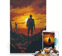 Puzzle pour Adultes 1000 pièces Champ de Bataille au Coucher du Soleil décoration Murale Cadeau d'anniversaire renforce Les Liens d'amour Entre Couples 38x26cm