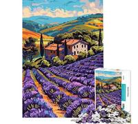 Puzzle pour Adultes 1000 pièces Champ de Lavande Villa Toscane Illustration Abstraite Minimaliste Jouet addictif pour cultiver la Patience Jeu Amusant et éducatif Cadeau d'anniversaire (50x75cm)