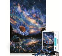 Puzzle pour Adultes 1000 pièces Champ de tournesols céleste au crépuscule Bordure Fine Jeu de Concentration Amusant Jeu de détente Cadeau d'anniversaire Amusant (50x75cm)