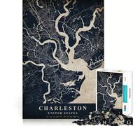 Puzzle pour Adultes 1000 pièces Charleston États-Unis Premium Cut Play Smart Brain Toy Idle Time Fun Gift Xmas Art Gift (38x52cm)