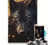 Puzzle pour Adultes 1000 pièces Chasseur de Loups Noirs, Jeu Manuel, Difficile et Stimulant, Collection d'artistes, Beaux-Arts 38x26cm