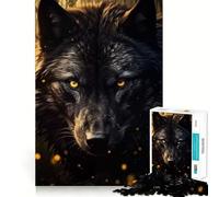 Puzzle pour Adultes 1000 pièces Chasseur de Loups Noirs,œuvre d'art Finement découpée,défi Intelligent et Amusant,Jeu de Calme,Cadeau d'anniversaire (38x26cm)