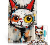 Puzzle pour Adultes 1000 pièces Chat 1 Difficile à réaliser mais Amusant et Humoristique avec Affiche et Feuille de Questions correspondantes 38x26cm
