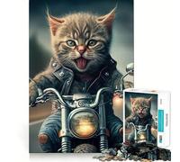 Puzzle pour Adultes 1000 pièces Chat Animal Mignon Découpe précise Jeu d'art cognitif Jouet Détente Décoration Murale de Noël (50x75cm)