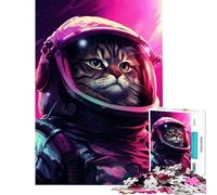 Puzzle pour Adultes 1000 pièces Chat Astronaute Vaporwave Jeu Pratique Défi d'intelligence cérébrale Jouet addictif Cadeau d'anniversaire Cadeau pour Femmes (Dimensions 38x26cm)