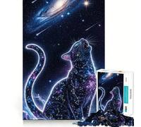 Puzzle pour Adultes 1000 pièces Chat céleste Hurlant à la Galaxie Jeu créatif de qualité supérieure,Jouet pour se divertir et Passer Un agréable Moment,décoration de Noël (38x52cm)