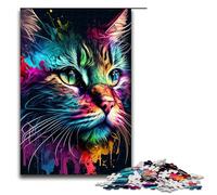 Puzzle pour Adultes 1000 pièces Chat coloré Chaque pièce est Unique Jeu Amusant et Stimulant pour Toute la Famille 75x50cm