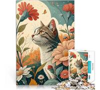 Puzzle pour Adultes 1000 pièces Chat dans Un Jardin Jouet éducatif d'apprentissage Chaque pièce est Unique - Jeu Familial Stimulant et Amusant 38x26cm