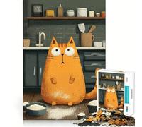 Puzzle pour Adultes 1000 pièces Chat de Dessin animé Maladresse en pâtisserie Découpe Premium Jeu de logique Amusant et Facile à Jouer Décoration Murale de Noël (38x52cm)