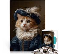 Puzzle pour Adultes 1000 pièces Chat en Tenue Royale Jouets de Jeu pour Cadeau Familial Car C'est Un pour Toute la Famille 38x52cm