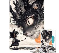 Puzzle pour Adultes 1000 pièces Chat Fille et Chat géant Activités Amusantes à la Maison Jeu d'assemblage de Motifs pour Les 14 Ans et Plus (38x26cm)