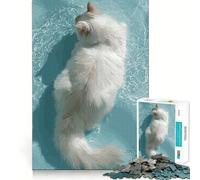 Puzzle pour Adultes 1000 pièces Chat Flottant dans l'eau Illustration Bords précis Art Jeu de compétence créative Jeu de détente Décoration de Noël (50x75cm)